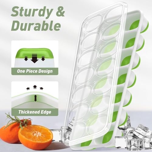 Eco-Friendly ChefAide 4‑Pack Ice Cube Trays with Lids, 56‑Cube Total Stackable Collection