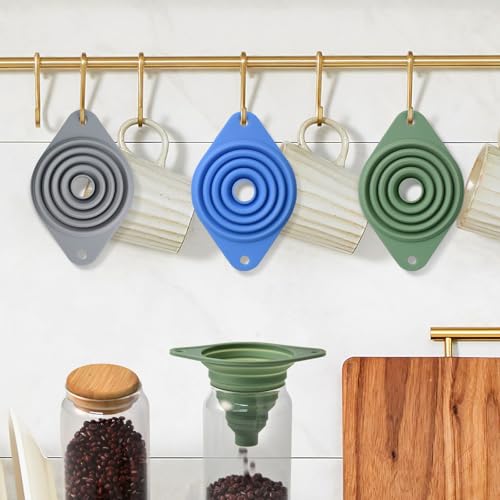 Kitchen Funnel Set 3 Pack,Funnels for Kitchen Use Filling Bottles,Silicone Collection