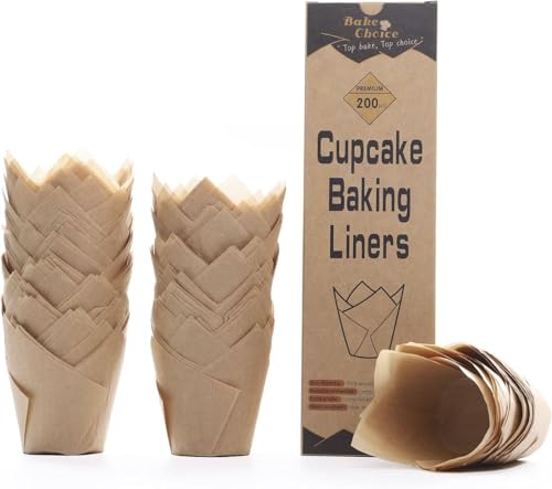 Eco-Friendly Bake Choice 200pcs Natural Tulip Cupcake Liners Kit