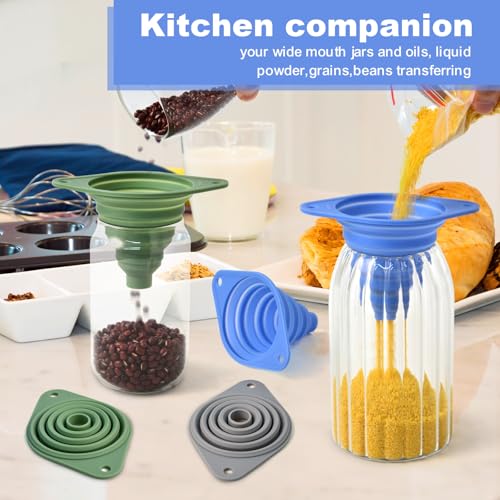 Kitchen Funnel Set 3 Pack,Funnels for Kitchen Use Filling Bottles,Silicone Collection