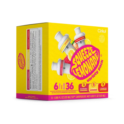 Natural Fruit Flavored Squeeze Lemonade 6-Pack Variety Pack 3TLS - Zero-Calorie Multi-Flavor Sip Pods for Water Bottle Detail